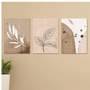 Set Of 3 Art Wooden Frames For Wall Decoration / Sticky Photo Tile