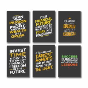6 PC Wall Decor Cardboard Phototiles With Double Sided Back Sticking Success Quotes