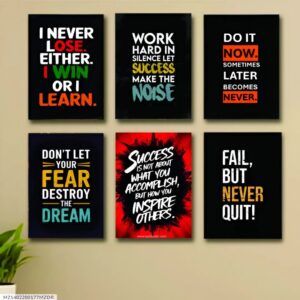 Set of 6 Motivational Wall Art Wooden Phototile Frames for Wall Decor
