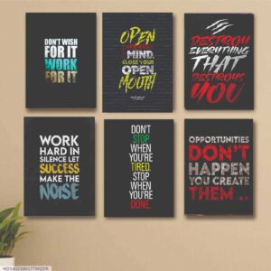6 PC Motivating Quote Wall Decor Cardboard Phototiles Durable Elegant Stylish Inspiring Home And Office Art