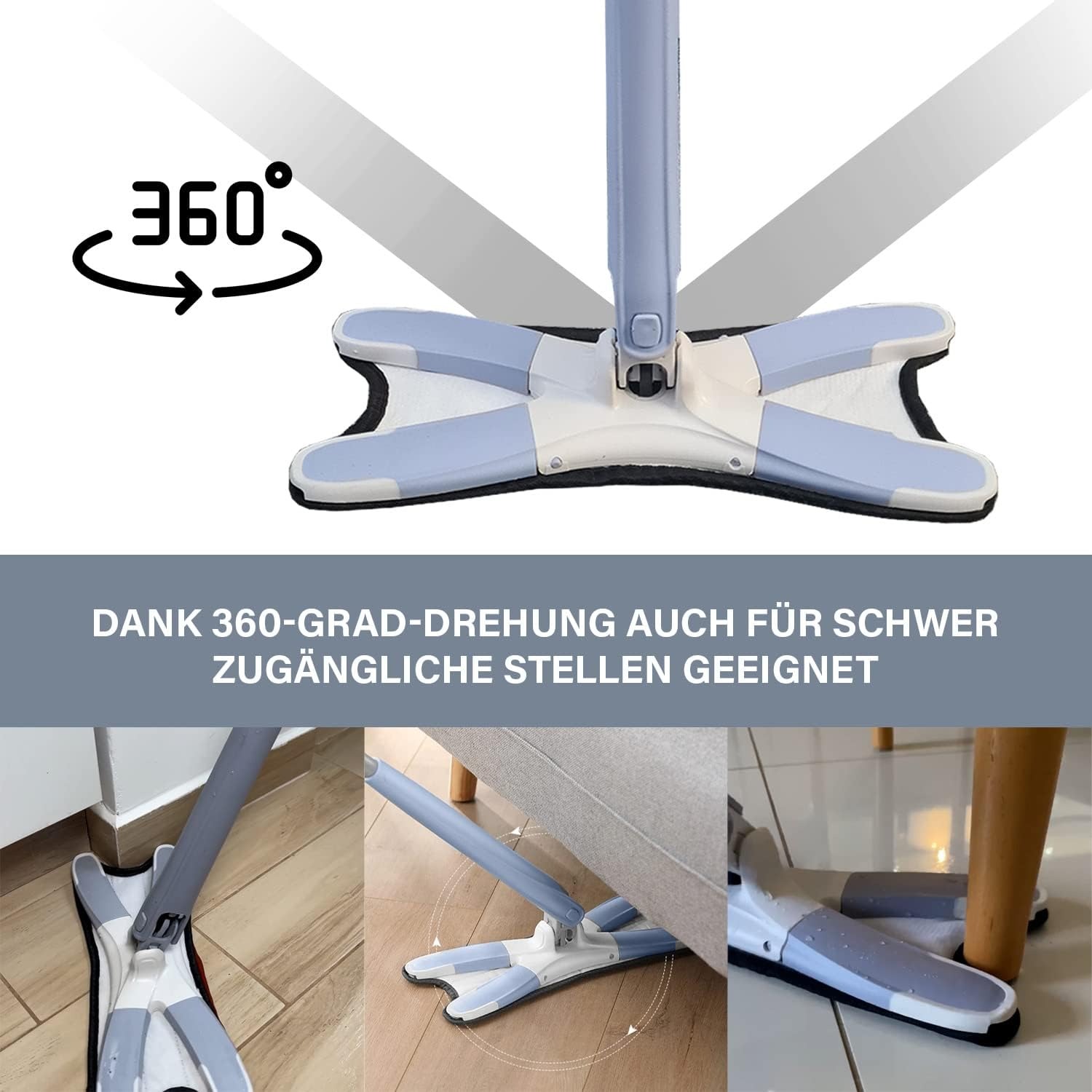 XMOP Floor Mop | Advanced Cleaning Technology | Easy Floor Wiping | Microfiber Head | Durable & Portable | With 1 Cloth - Image 4