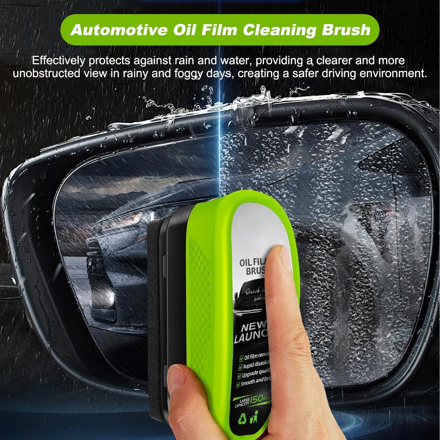 Universal Glass Cleaner,clear Vision Car Glass Oil Film Cleaner Brush For Windshield | Bottle also Included - Image 3