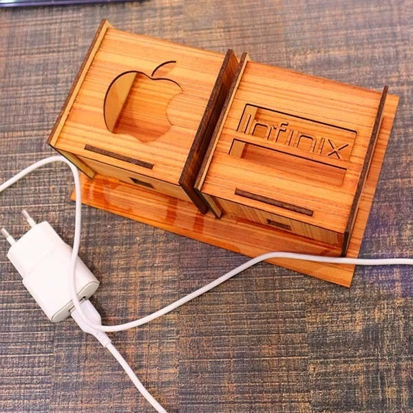 Wall Mounted Wooden Mobile Charging Holder – Phone & Charger Organizer for Home & Office - Image 4