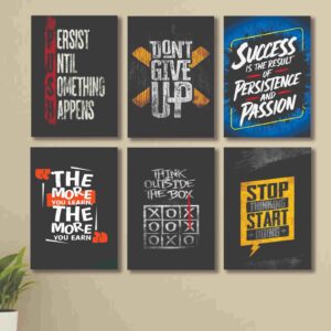 6 PC Wall Decor Cardboard Phototiles With Double Sided Back Sticking Multi Colour Motivational Quotes