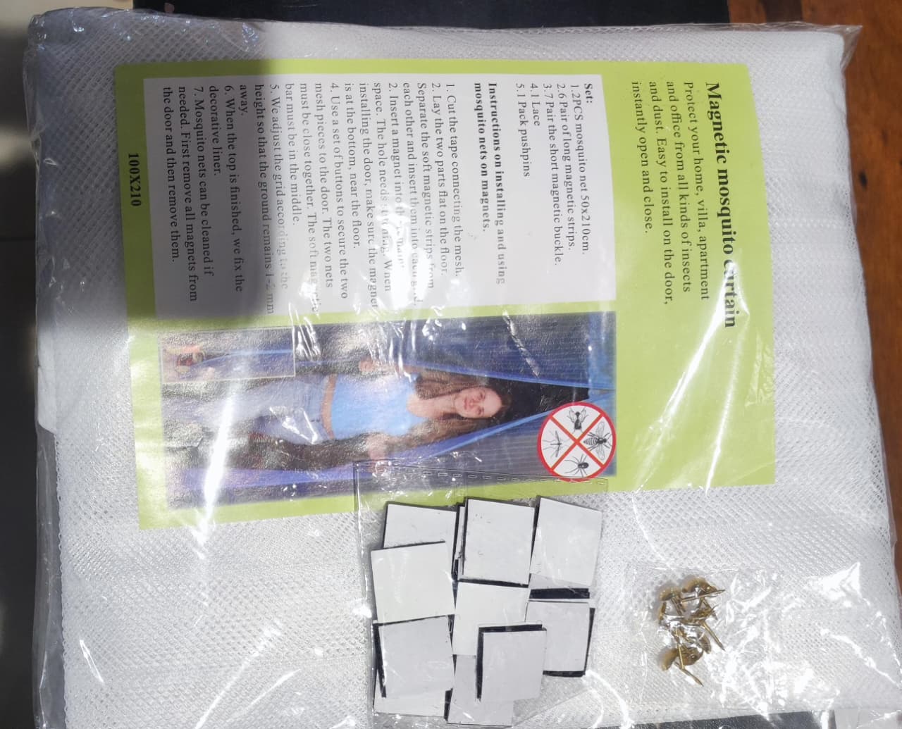 Premium Quality Mosquito Magic Mesh In Hard Box With 20pcs Double Tape Stickers And 12pcs Hocks For Easy Installation - Image 5