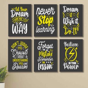 6 PC Wall Decor Cardboard Phototiles With Double Tape And Educational Discipline Quotes