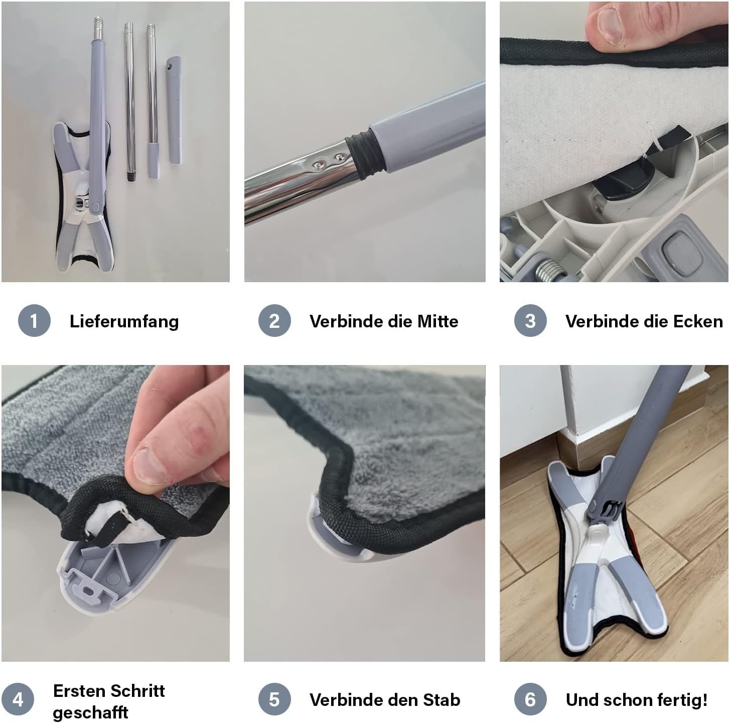 XMOP Floor Mop | Advanced Cleaning Technology | Easy Floor Wiping | Microfiber Head | Durable & Portable | With 1 Cloth - Image 2