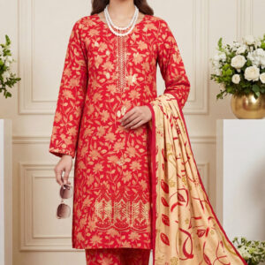Aneela’s Premium Embroidered Lawn 3PC Unstitched Suit with Printed Dupatta