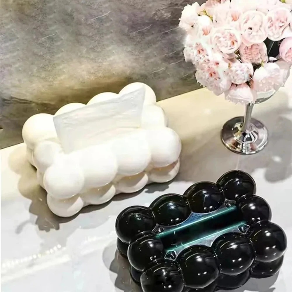 Bubble Shape Tissue Box Holder | Non-Slip Plastic Cover For Stylish Storage | Randam Color - Image 2