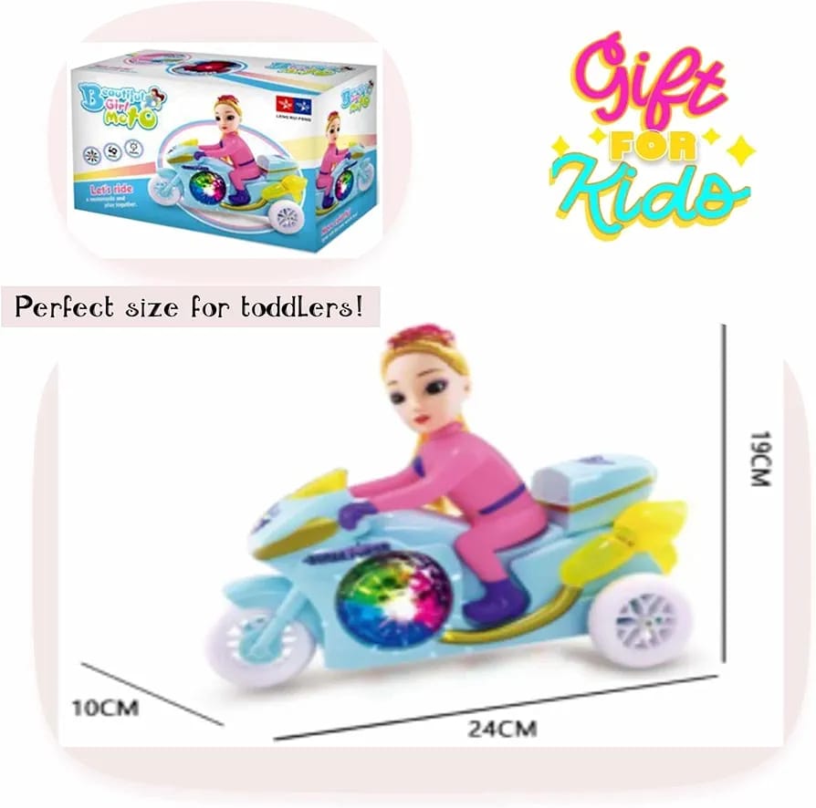 Princess Motorbike Toy With Lights Music And Dolls Pretend Playset Bump N Go Vehicle For Girls Kids Age 3 Plus (Random Color) - Image 2