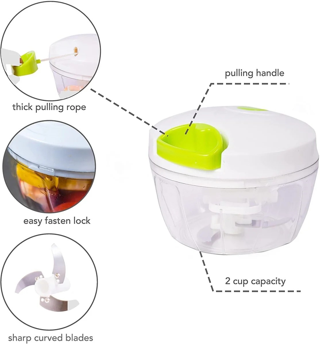Best Quality Manual Spin Cutter For Kitchen Hand Pulled Chopper Grinder Slicer For Vegetables Fruits Onions Garlic And Salad - Image 4