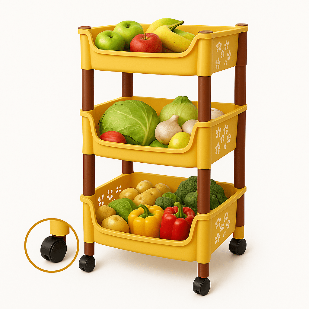 vegetable Storage Cart with Wheels - Perfect for Organizing Fresh Produce
