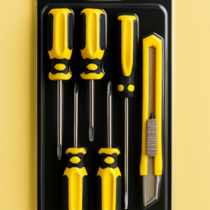 Set of 5 Screwdrivers & 1 Cutter – High Quality Hand Tool Kit with 2 Straight, 3 Cross Screwdrivers & Sharp Cutter for Household and DIY Use