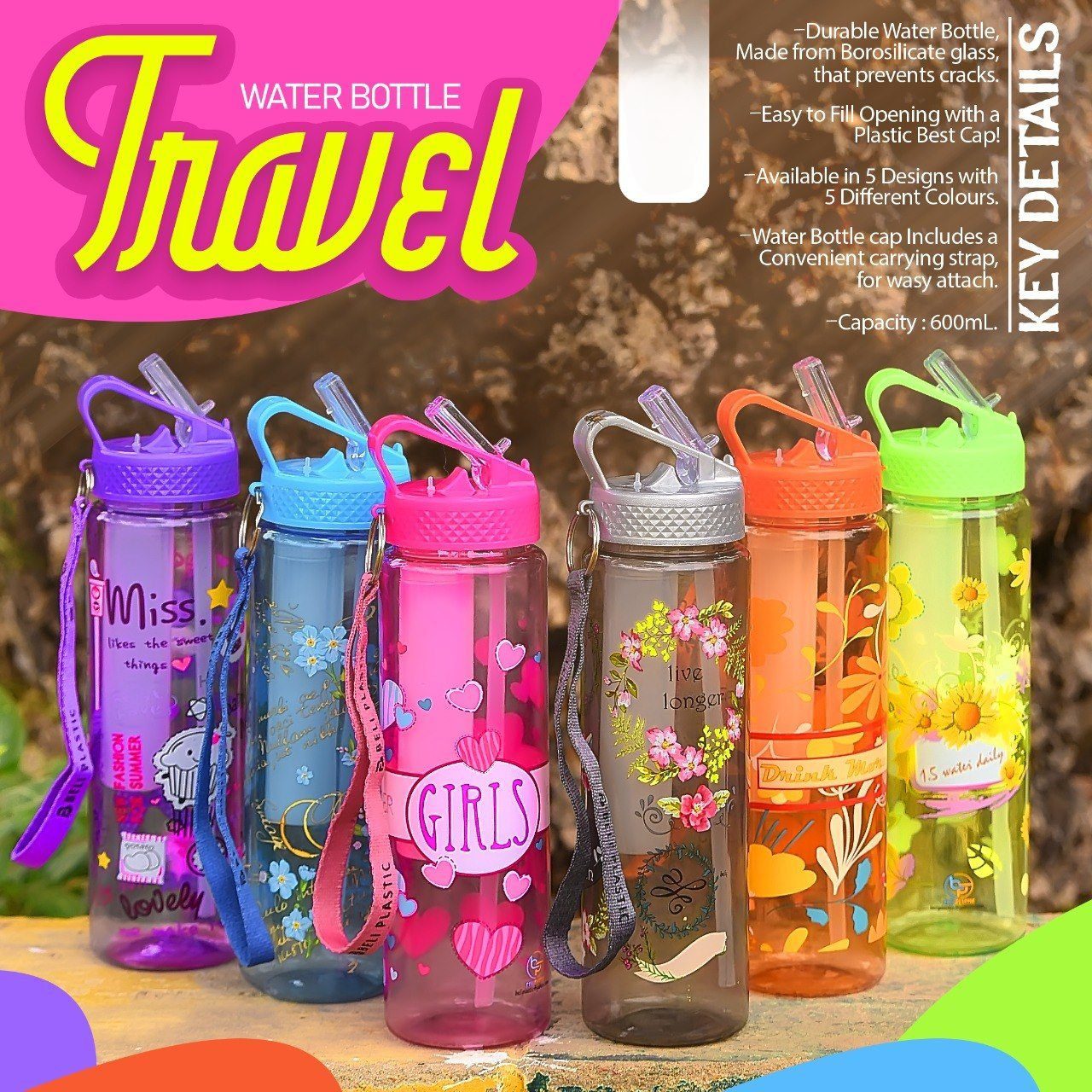 WATER BOTTLE WITH ICE CUBE : Perfect for Travel