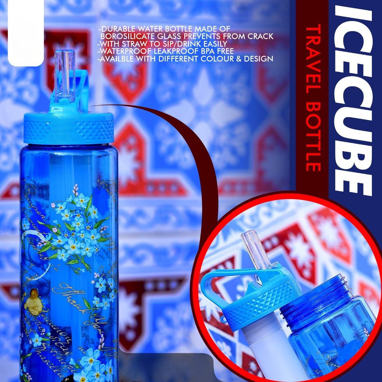 WATER BOTTLE WITH ICE CUBE : Perfect for Travel - Image 5