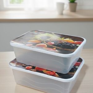 Stylish 2-Pack Storage box  | 1300ml | Decorative Heat Print Design