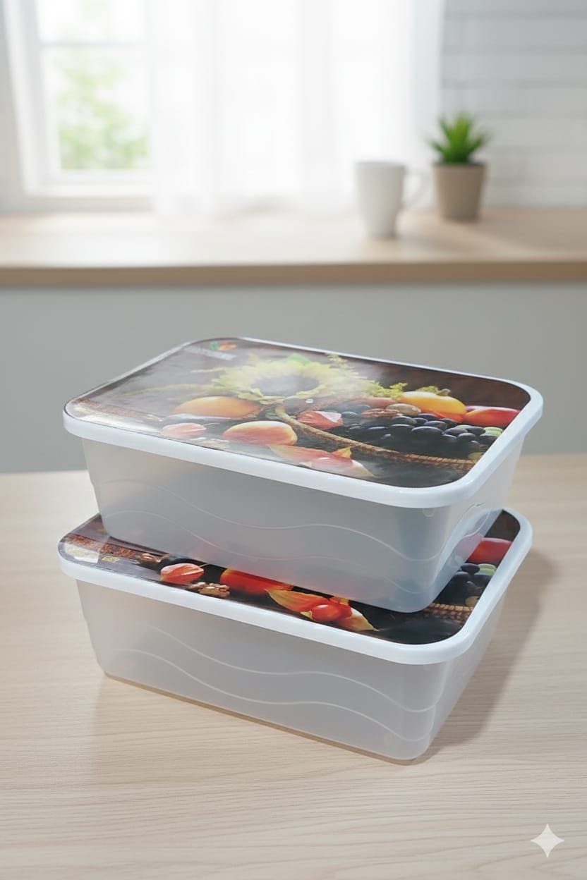 Stylish 2-Pack Storage box | 1300ml | Decorative Heat Print Design