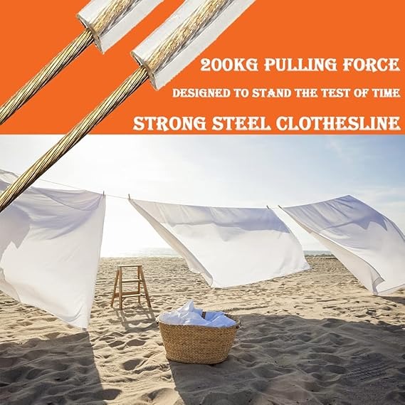 Portable Laundry Rope Clothesline – Adjustable Clothes Drying Line with Hooks | Strong & Durable for Indoor & Outdoor Use (10 Meter) - Image 4