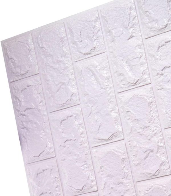 3D Wall Sticker White Brick Sheet – Waterproof Self Adhesive Wallpaper For Bedroom, Living Room, And Home Décor – Size (2x2.5FT) - Image 4