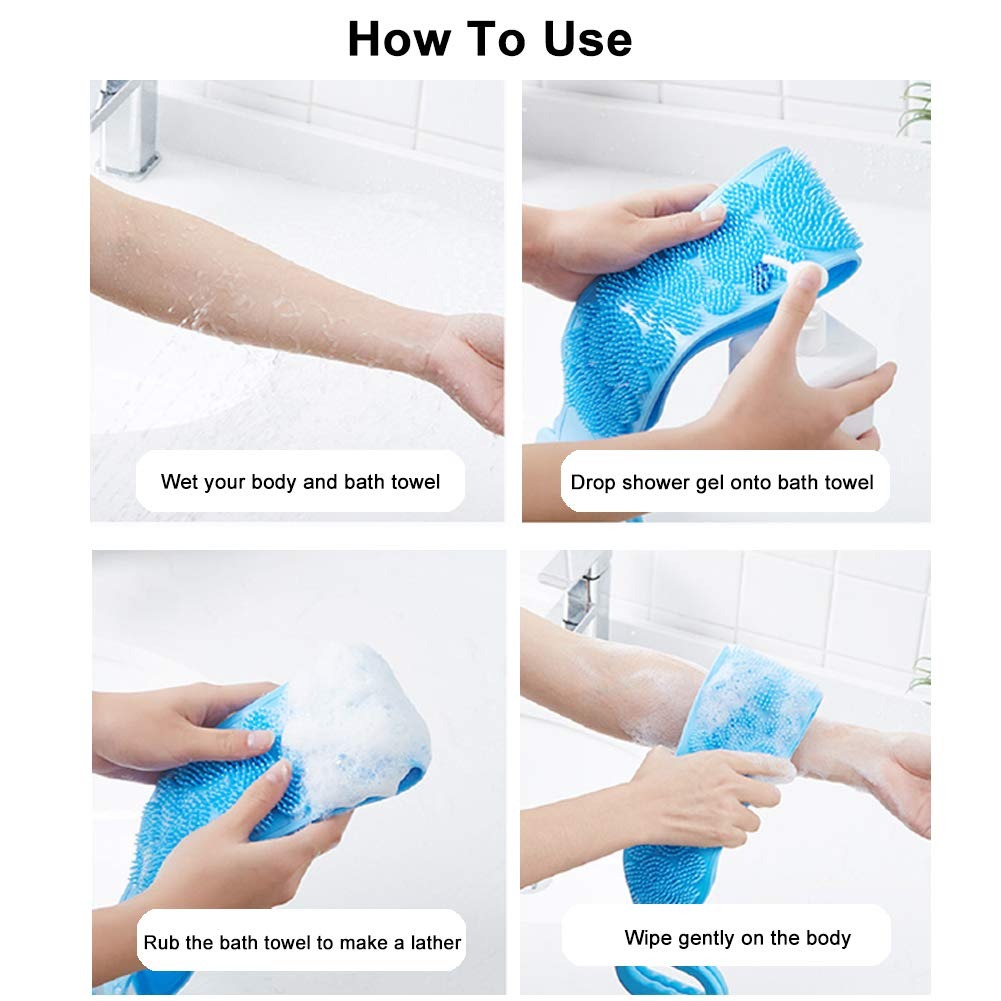 Pack of 2 Silicone Back Scrubber Bath Belts – Double-Sided Exfoliating Body Scrubbers for Gentle, Deep Cleansing & Smooth Skin - Image 2