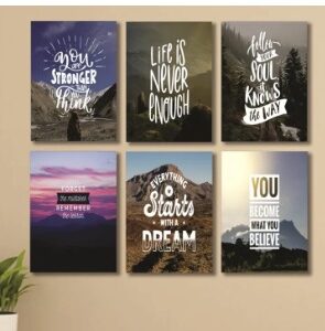 Set of 6 Wooden Wall Art Photo Tile Frames (8×11 Inches) – Spiritual Home & Office Wall Décor
