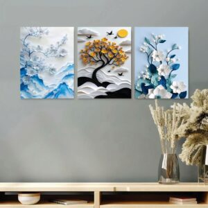 Set of 3 Premium Wall Art Photo Tiles – Modern Home Decor Sets 8 X 11