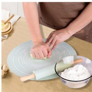 Silicone Dough Mat With Rolling Pin Set | Extra Thick Non-Slip Baking Mat For Pizza & Bread | Random Color