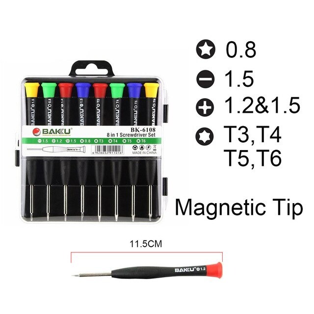 Screwdriver Set 8 in 1 SW‑6308A | Mobile Repairing Kit | Torx, Star, Cross & Slotted Screwdrivers - Image 2