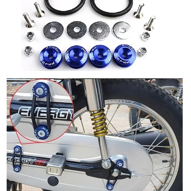 Motorcycle Fancy Chain Cover Bolts with Washer 4 Pcs Set – Red, Golden, Blue - Image 3