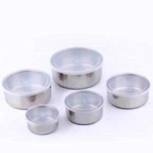 5pc Set Stainless Steel Bowl with Lid Kitchen Refrigerator Food Storage Mixing Bowls Sealed