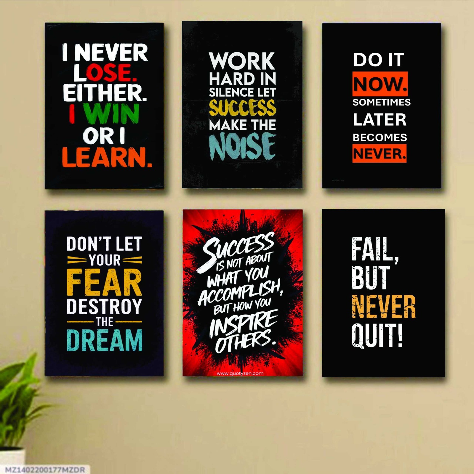 6 Pc Wall Decor Cardboard Phototiles With Double Tape For Back Sticking Motivational