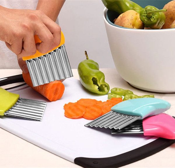 French Fry Crinkle Cutter – Stainless Steel Wavy Slicer Knife for Potatoes, Vegetables & Fruits | Easy Grip Chopper Tool for Kitchen Cutting & Garnishing - Image 4