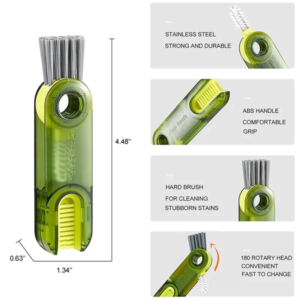 3-in-1 Silicone Cup Brush Set | U-Shaped Bottle Cleaner with Steel Balls & Straw Lid Scrubber | Multi-Functional Kitchen Cleaning Tool (Random Color)