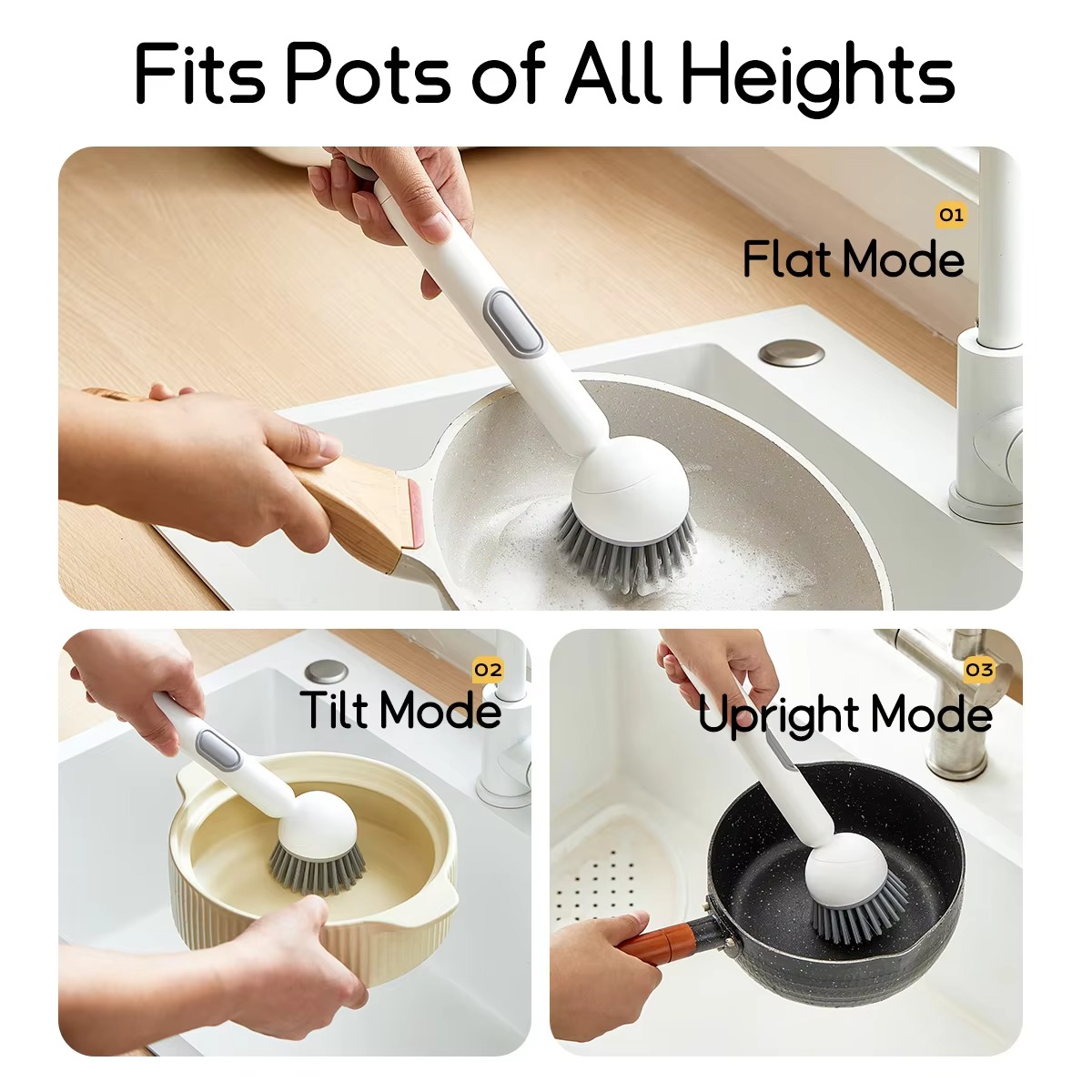 Kitchen Cleaning Adjustable Handle Brush With Soap Dispenser Refillable PET Portable Head For Dishes Pans Pots (Random Colour) - Image 2