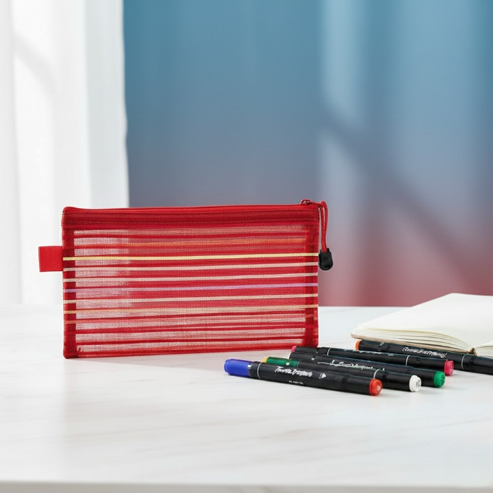 Transparent Geometry Box 1 Piece Geometry Box Pencil Pouch With Zipper Closure For School And Office Use (Random Color) - Image 4