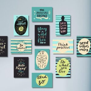 Inspirational Quotes And Motivational Calligraphy Wooden Sticky Tiles 12 Pcs Set 5x7 Inches Easy Mounting