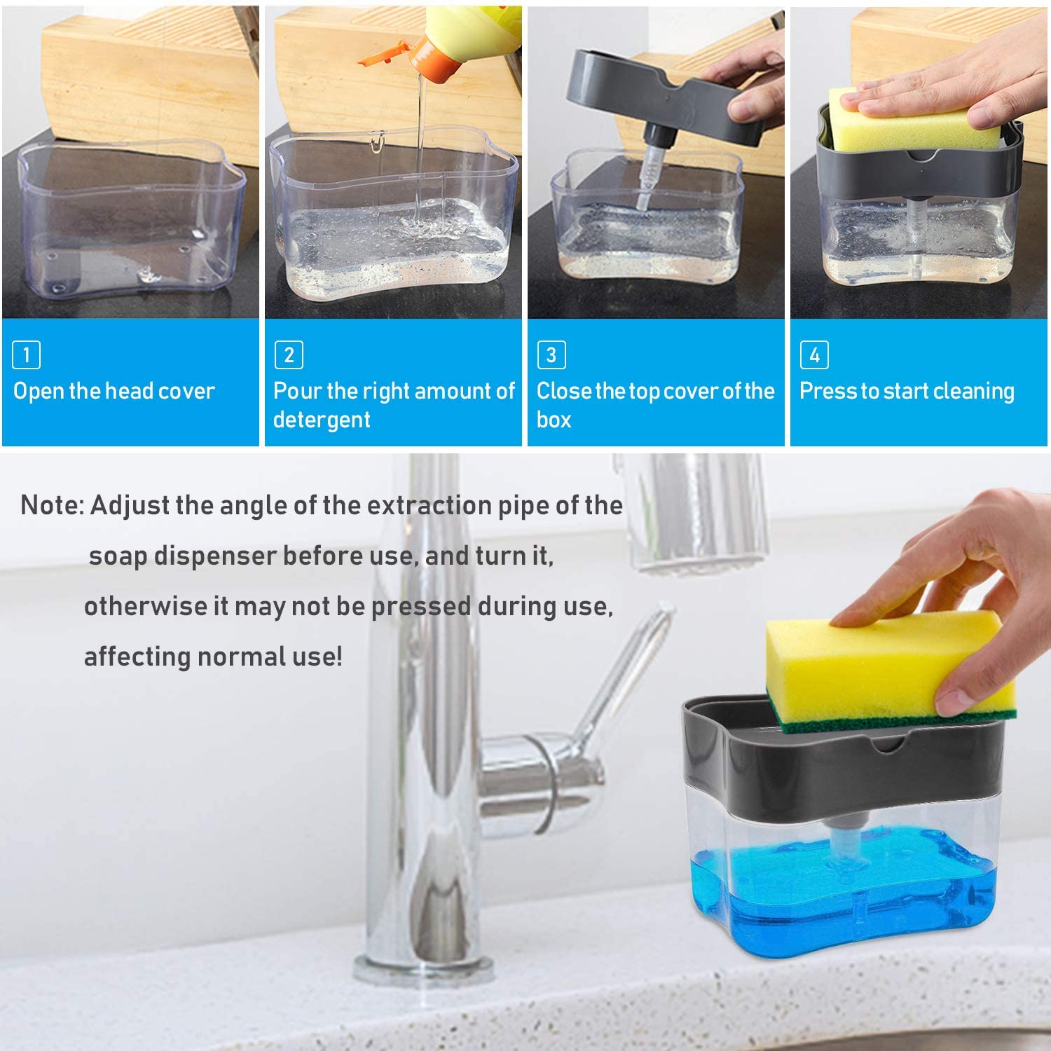 2-in-1 Soap Pump Dispenser with Sponge Holder – Kitchen Sink Liquid Soap Dispenser for Easy Dishwashing (Without Sponge) - Image 2