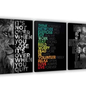 set of 3 Motivational sticky canvas frames for wall decore / sticky phototiles for office and home workplace
