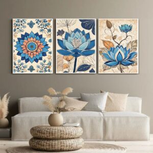 3pcs Flowers Stickytiles Frames Providing Stylish Floral Design Attractive Look  Modern Appearance And Home Decoration