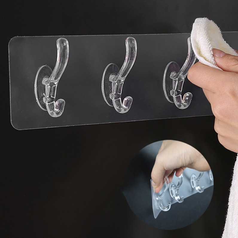 Seamless Heavy Duty Sticky Hooks | Double-Sided Adhesive | Transparent Waterproof Wall Hangers | Bathroom & Kitchen - Image 2
