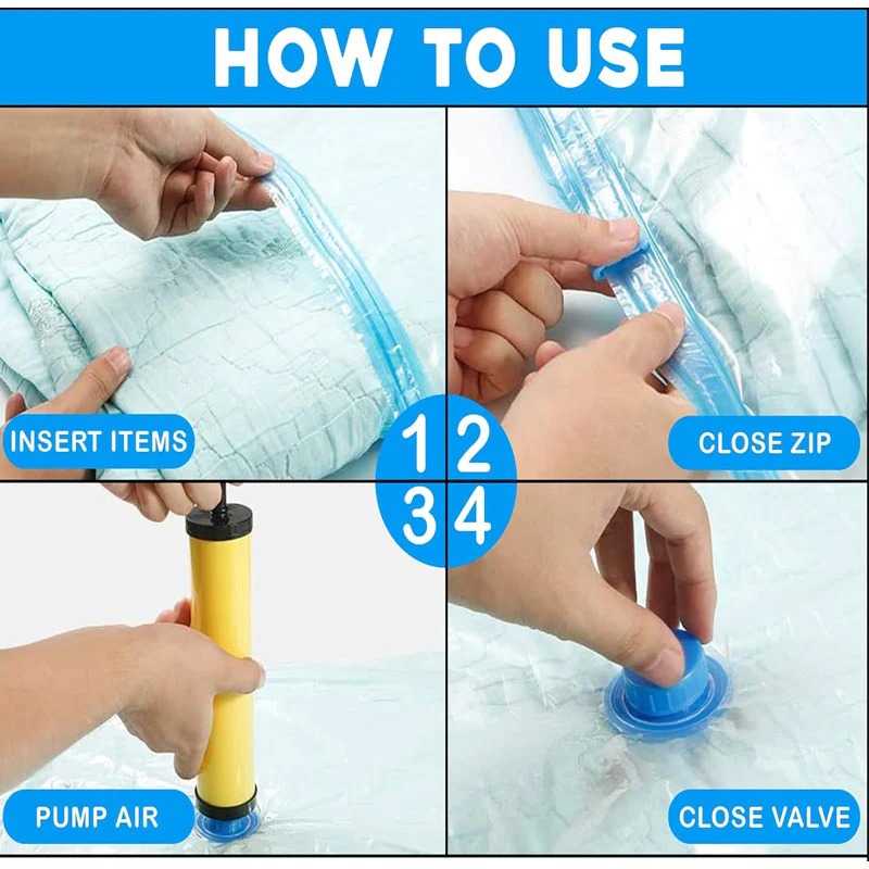 Vacuum Storage Bags Set Of 5 With Hand Pump Space Saver Compression Bags For Clothes Bedding And Travel - Image 2