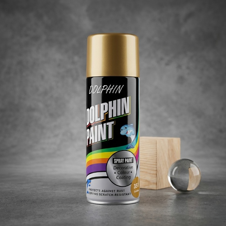 Dolphin Chrome Gold Spray Paint 300ml – High Shine Metallic Finish Spray - Image 2