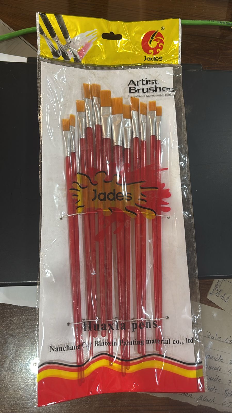 Writing Brush Set 12 Pcs Plastic Handle Flat Tip Brushes For Acrylic Oil And Watercolor Painting - Image 4