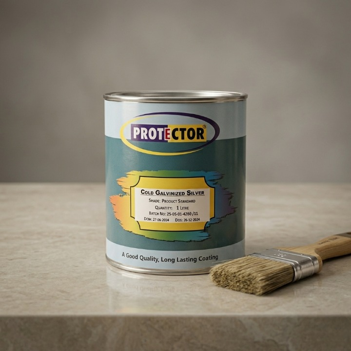 PROTECTOR Anti Rust Zinc Coating Spray Color (Cold Galvanized Silver Paint 1 Liter) - Image 3