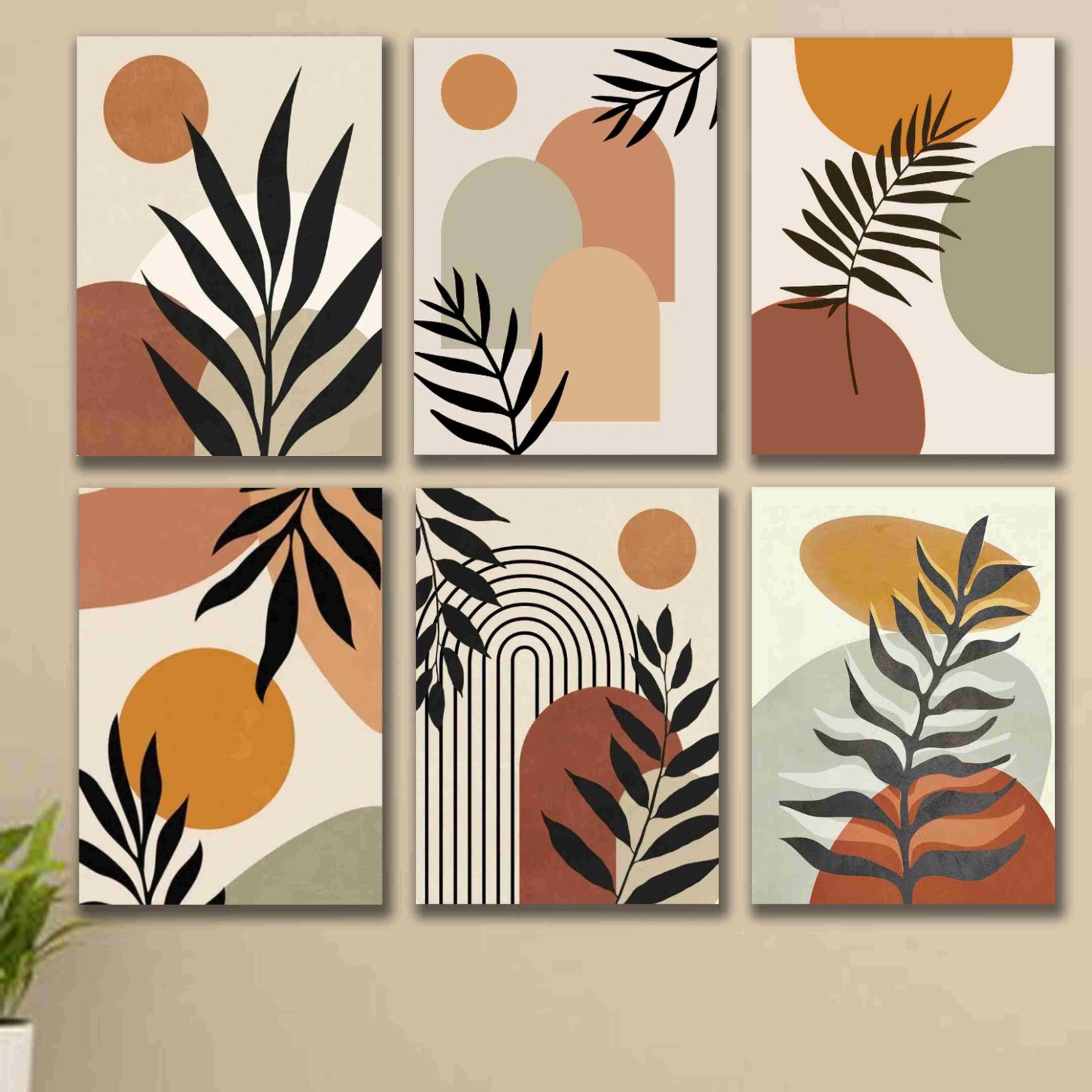 6 PC Leaf Wall Decor Cardboard Phototiles Elegant Durable Stylish Natural And Unique Decorative