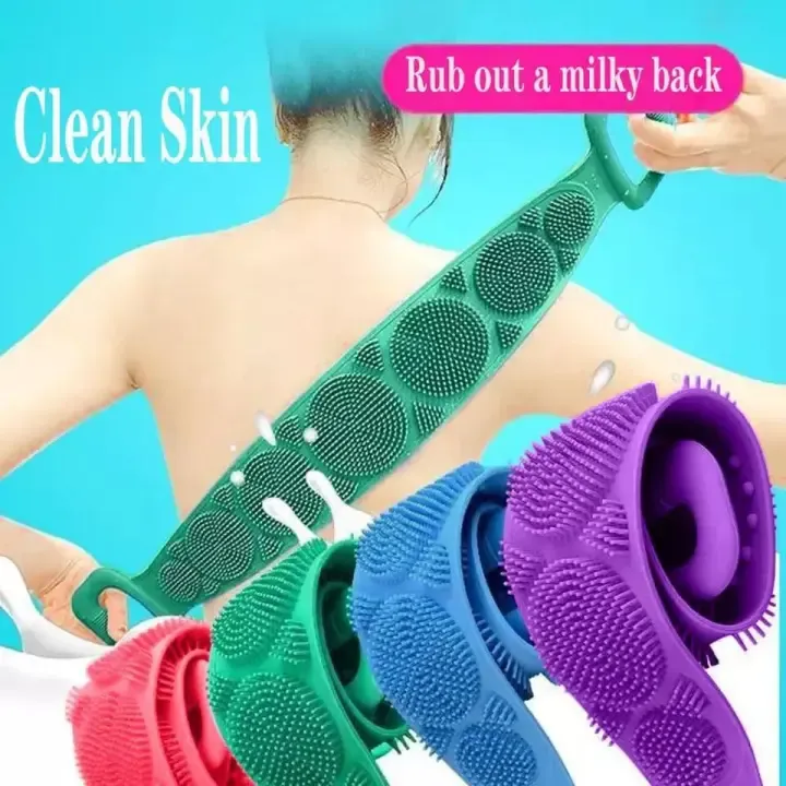 Pack of 2 Silicone Back Scrubber Bath Belts – Double-Sided Exfoliating Body Scrubbers for Gentle, Deep Cleansing & Smooth Skin - Image 4
