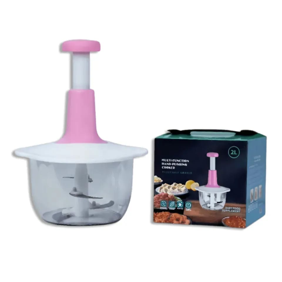 2L Multi-Function Hand-Push Chopper - Large Capacity Manual Food Processor For Efficient Chopping, Mixing, And Preparation In The Kitchen (Random Color) - Image 3