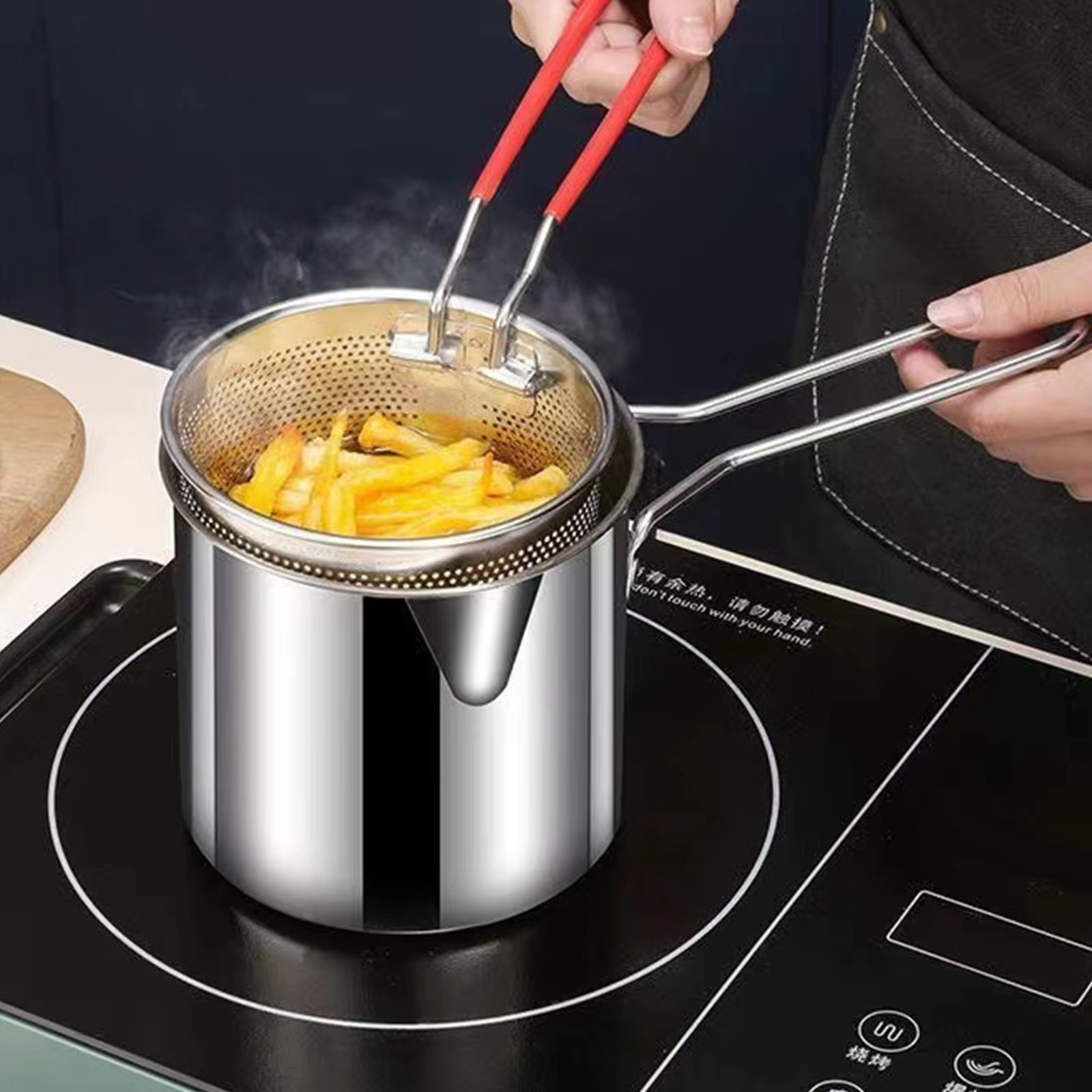 Stainless Steel Deep Fryer Pot with Strainer – Heavy-Duty Frying Pan for Home Kitchen Use – 1200ML Oil Capacity - Image 5