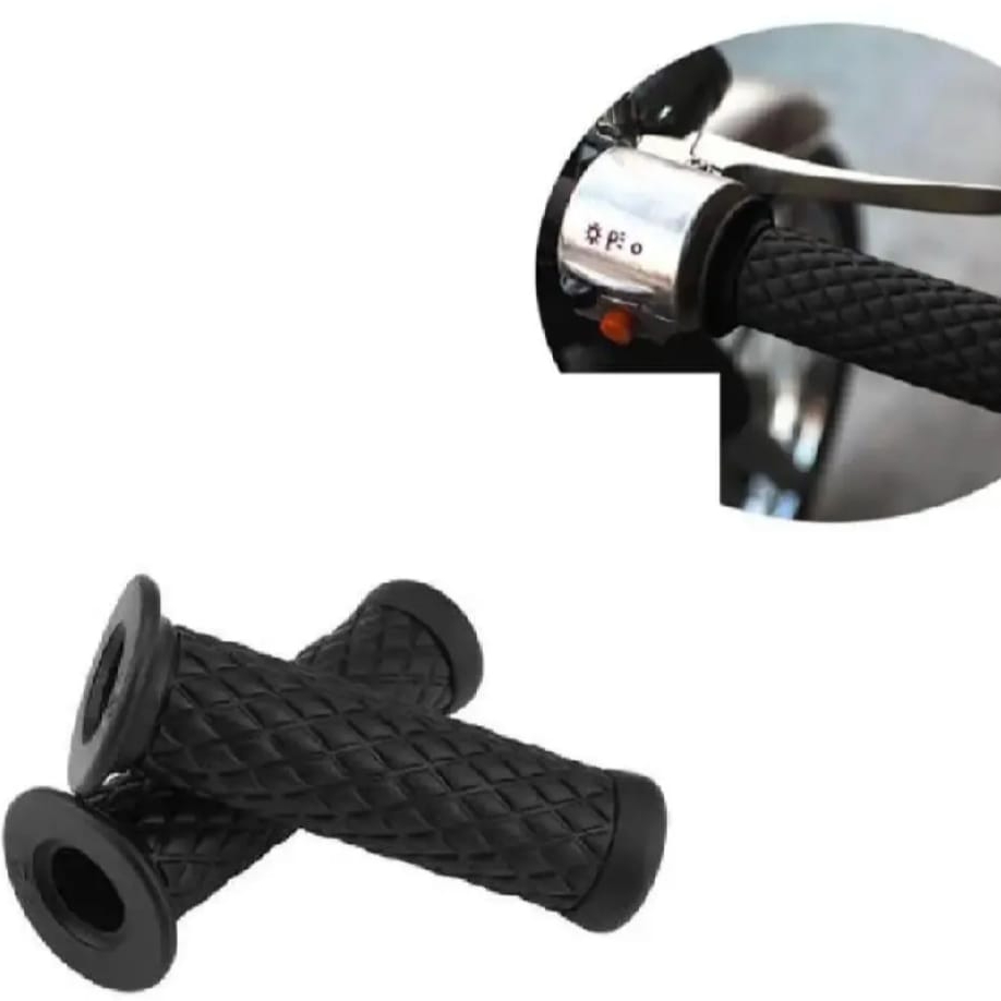 Cafe Racer Diamond Style Rubber Handlebar Grips with Bar Ends – Black (Pair) - Image 4