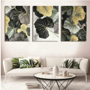Set Of 3 Sticky Wooden Canvas Frames For Wall Decore Aesthatic Art / Sticky Phototiles For Room Wall Decoration